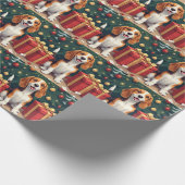 Beagle Christmas Morning Gift-Unboxing Painting Cadeaupapier (Hoek)