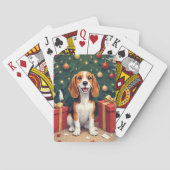 Beagle Christmas Morning Gift-Unboxing Painting Pokerkaarten (Achterkant)