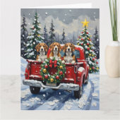 Beagle Christmas Red Truck Holiday Kaart (Voorkant)