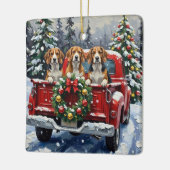 Beagle Christmas Red Truck Holiday Keramisch Ornament (Links)