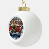 Beagle Christmas Red Truck Holiday Keramische Bal Ornament (Rechts)