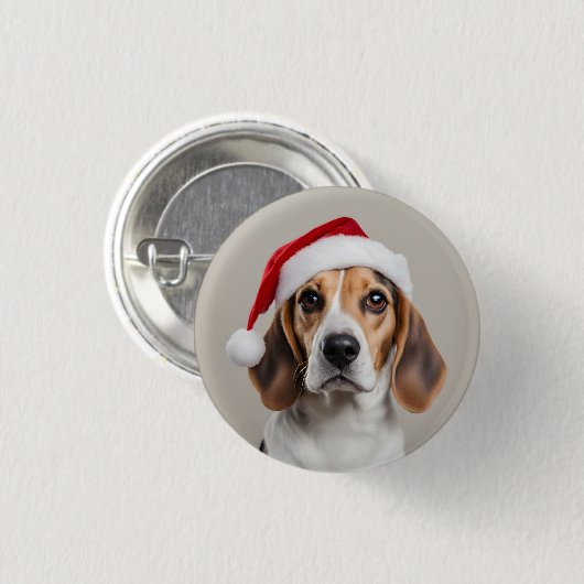 Beagle Christmas Ronde Button 3,2 Cm (Voorkant /achterkant)