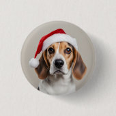 Beagle Christmas Ronde Button 3,2 Cm (Voorkant)