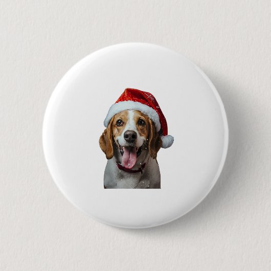 Beagle Christmas Ronde Button 5,7 Cm (Voorkant)