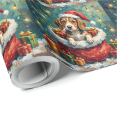 Beagle Christmas Santa Bag Adventure Cadeaupapier (Rol Hoek)