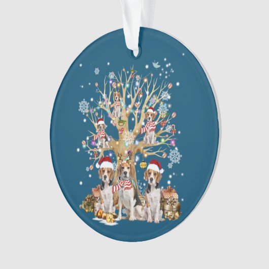 Beagle Christmas Tree Ornament For Dog Lover (voorkant)