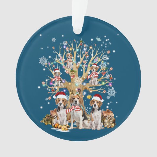 Beagle Christmas Tree Ornament For Dog Lover (voorkant)