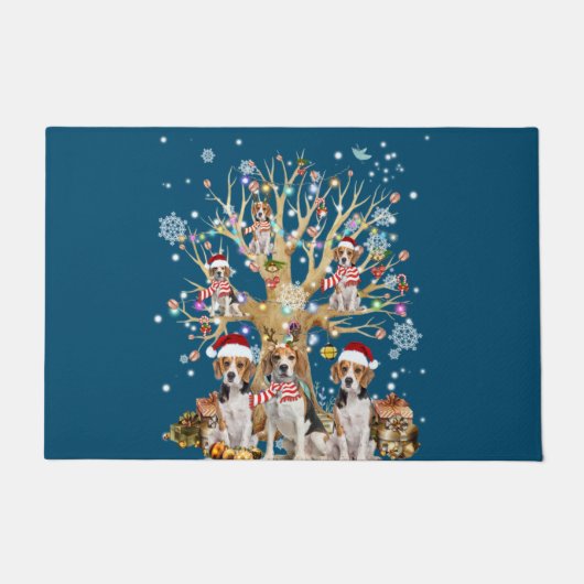 Beagle Christmas Tree Ornament For Dog Lover Deurmat (Voorkant)
