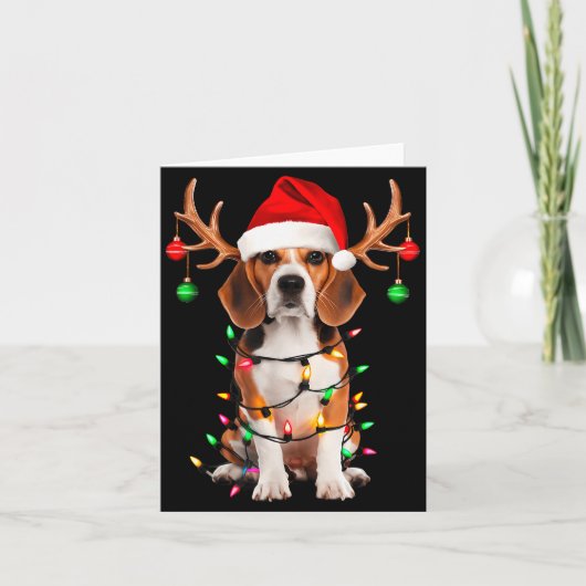Beagle Christmas Tree Shirt Beagle Santa Hat Lover Kaart (Voorkant)