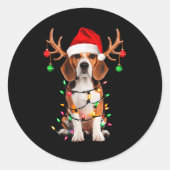 Beagle Christmas Tree Shirt Beagle Santa Hat Lover Ronde Sticker (Voorkant)