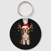 Beagle Christmas Tree Shirt Beagle Santa Hat Lover Sleutelhanger (Voorkant)