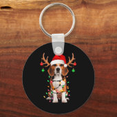 Beagle Christmas Tree Shirt Beagle Santa Hat Lover Sleutelhanger (Voorkant)