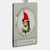 Beagle Christmas Verzilverd Banner Ornament (Rechts)