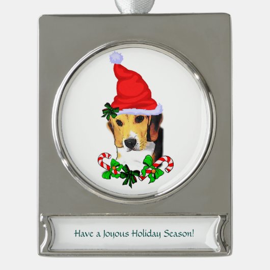 Beagle Christmas Verzilverd Banner Ornament (Voorkant)