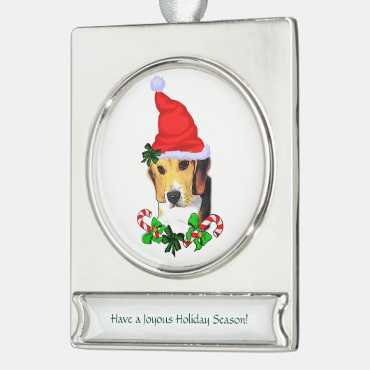Beagle Christmas Verzilverd Banner Ornament (Links)