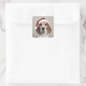 Beagle Christmas Vierkante Sticker (Tas)
