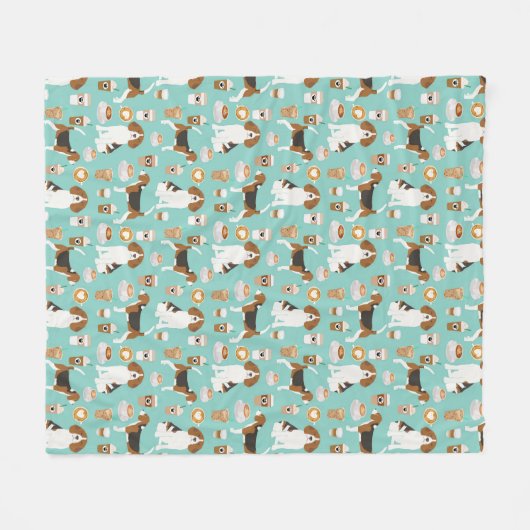 Beagle Coffee Throw Blanket Fleece Deken (Voorkant (Horizontaal))