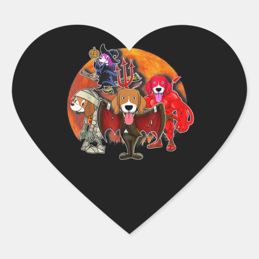 Beagle Costume Mummy Witch Pumpkin Halloween Gift Hart Sticker (Voorkant)