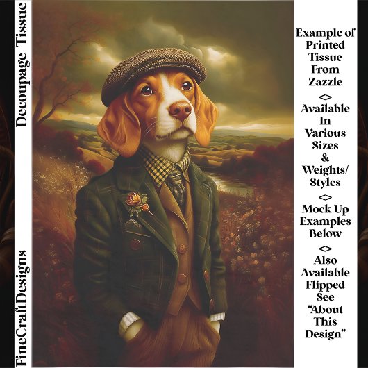 Beagle Country Gentleman Landscape EX9R Decoupage Tissuepapier