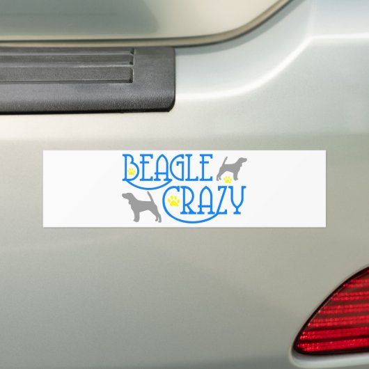 BEAGLE CRAZY BUMPERSTICKER (Op auto)