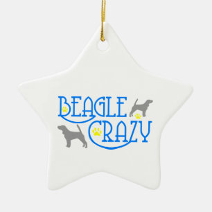 BEAGLE CRAZY KERAMISCH ORNAMENT