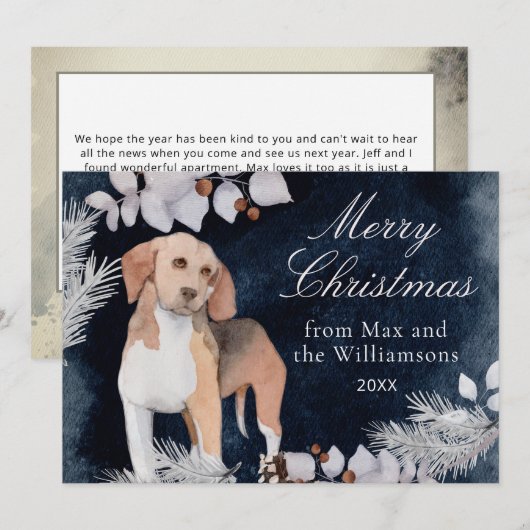 Beagle Custom Merry Kerstmis Feestdagenkaart (Voorkant / Achterkant)