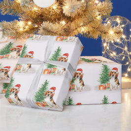 Beagle Cute Dog Santa Festive Kerstmis Cadeaupapier