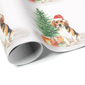 Beagle Cute Dog Santa Festive Kerstmis Cadeaupapier (Rol Hoek)