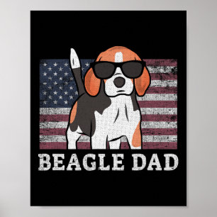 Beagle Dad Amerikaanse vlag 4 juli Patriottische B Poster