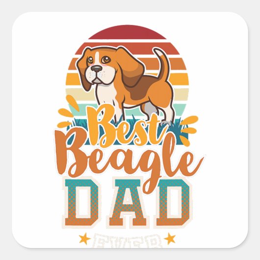beagle dad engelse beagle hond papa ver hondenlief vierkante sticker (Voorkant)