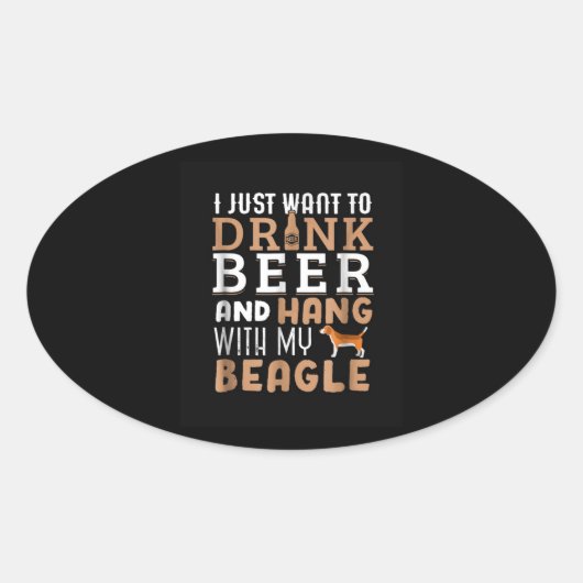 Beagle Dad Funny Fathers Ovale Sticker (Voorkant)