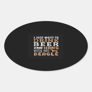 Beagle Dad Funny Fathers Ovale Sticker