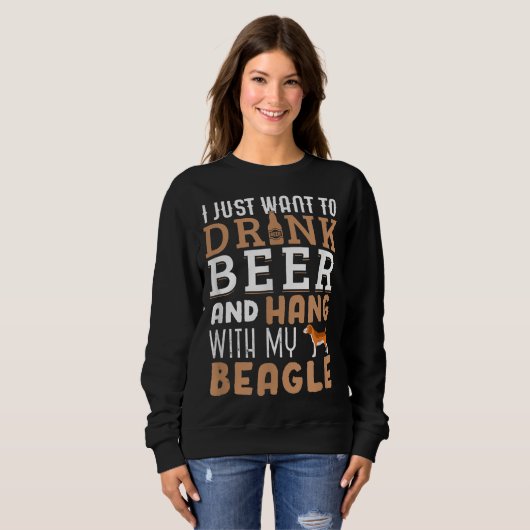 Beagle Dad Funny Vaderdag Gift Beer Trui (Voorkant volledig)