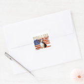 beagle dad merica american flag dog mannen op 4 ju vierkante sticker (Envelop)