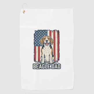Beagle Dad Patriotic Vintage Engraving Dog Design_ Golfhanddoek