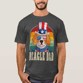 Beagle Dad Retro Sunbril 40 juli VS vlag F T-shirt