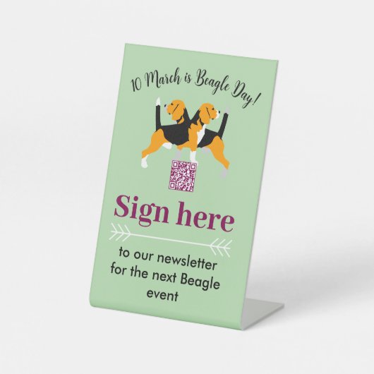 Beagle dag reclamebord met voetstuk (Voorkant)