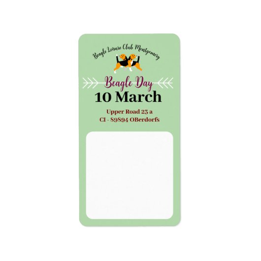 Beagle-dag stationaire labels (Voorkant)