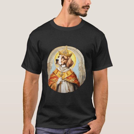 Beagle De Paus Grappige Hond Religieus T-shirt (Voorkant)