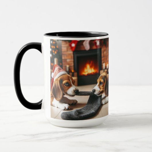 Beagle Delen Kerst Koffie Mok Cup (Links)