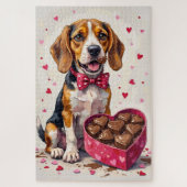 Beagle Devouring Valentine's Chocolate Box Legpuzzel (Verticaal)