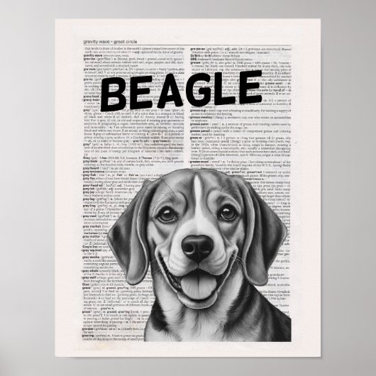 Beagle Dictionary Page-illustraties Poster (Voorkant)
