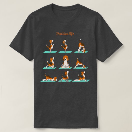 Beagle doet yoga t-shirt (Design voorkant)