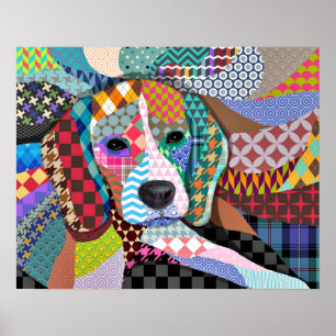 Beagle Dog 161 Multicolorpatronen Poster