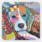 Beagle Dog 161 Vierkante Sticker (Voorkant)