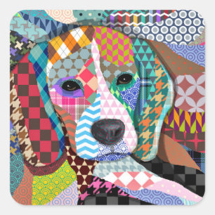 Beagle Dog 161 Vierkante Sticker