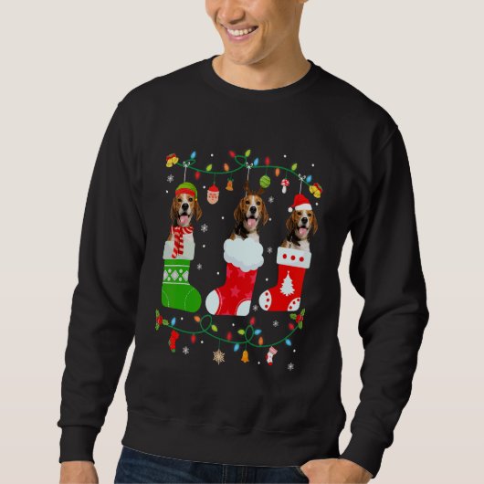 Beagle Dog 3 kerstsokken Sweater Xmas Dog (Voorkant)