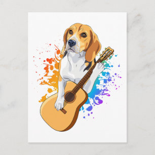 Beagle Dog Acoustic Guitar Briefkaart
