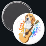 Beagle Dog Acoustic Guitar Circle Magneet<br><div class="desc">Beagle Dog speelt akoestisch gitaarklinieken gitarist Gezinsontwerp Gift Circle Magnet Classic Collectie.</div>