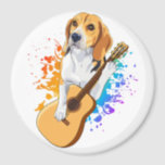 Beagle Dog Acoustic Guitar Circle Magneet<br><div class="desc">Beagle Dog speelt akoestisch gitaarklinieken gitarist Gezinsontwerp Gift Circle Magnet Classic Collectie.</div>